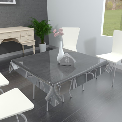 MONKDECOR Solid 6 Seater Table Cover(Transparent, PVC)