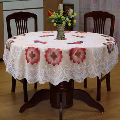 Dakshya Industries Cotton 4 Seater Floral Table Cover(Cream)