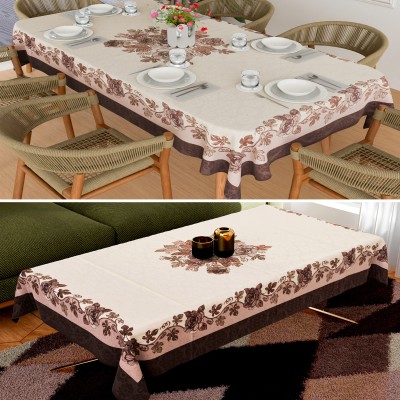 KUBER INDUSTRIES Floral 6 Seater Table Cover(Brown, Cotton, Pack of 2)