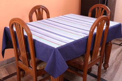 Dekor World Cotton 4 Seater Printed Table Cover(Blue)
