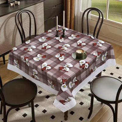 DPA Collection Printed 4 Seater Table Cover(Coffee Square, PVC)