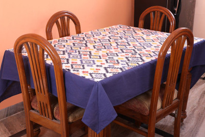 Dekor World Cotton 4 Seater Printed Table Cover(Blue)