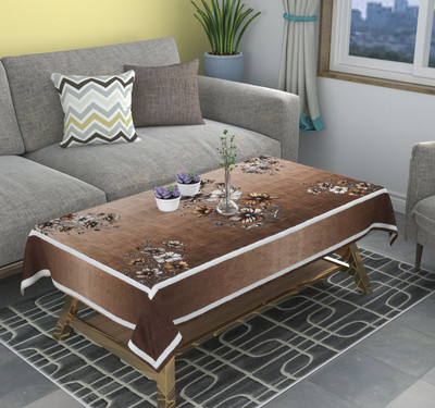 ZUKIODECOR Floral 4 Seater Table Cover(Brown, Velvet)