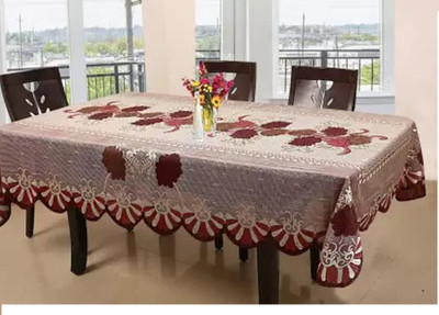 CASA FURNISHING Polyester 6 Seater Floral Table Cover(Maroon)