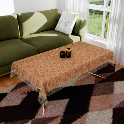 KUBER INDUSTRIES Self Design 4 Seater Table Cover(Golden, PVC)