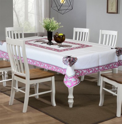 KUBER INDUSTRIES Floral 6 Seater Table Cover(Pink, Polyester)