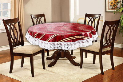 The Furnishing Tree PVC 4 Seater Printed Table Cover(Red)