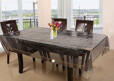 HOMESTIC Self Design 6 Seater Table Cover(Black, PVC)