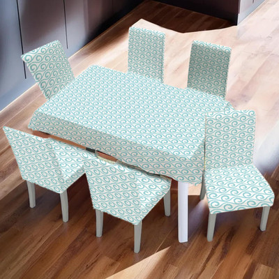 KUBER INDUSTRIES Self Design 6 Seater Table Cover(Light Blue, Polyester, Pack of 7)