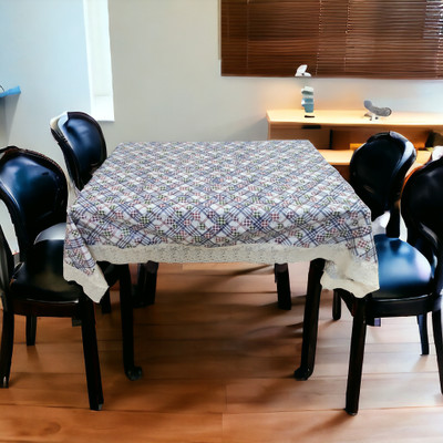 Mopak Decor Embroidered 6 Seater Table Cover(Blue, Polyester)