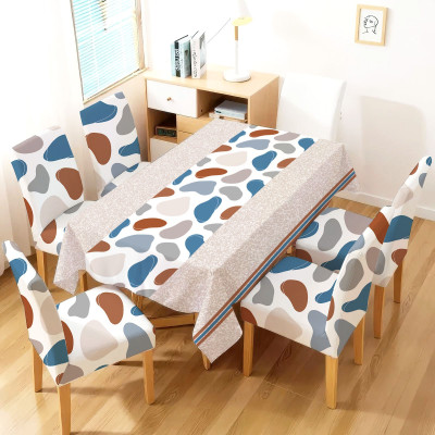 Onlyone1 Velvet 6 Seater Geometric Table Cover(BLUE & GREY, Pack of 6)