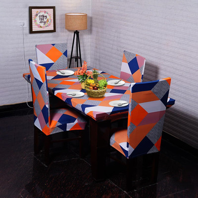 TURIYA Polyester, Spandex 6 Seater Floral Table Cover(Orange, Pack of 6)