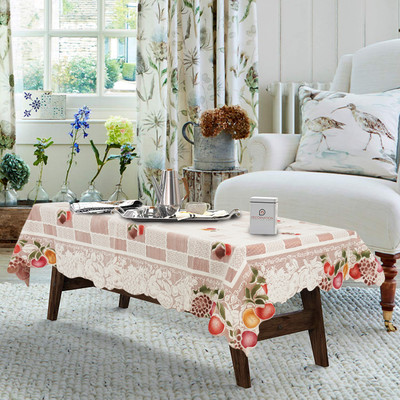 D P C Embroidered 4 Seater Table Cover(Orange, Polyester)