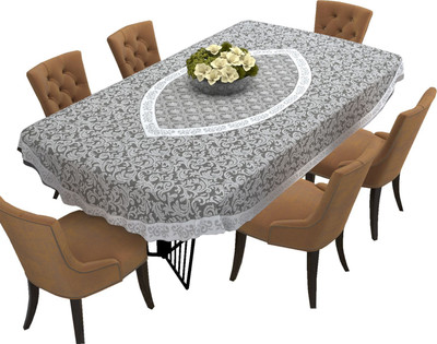 EASTTARDOMM Floral 6 Seater Table Cover(Grey, Cotton)