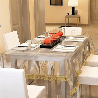 Shri Ganesh Handloom Solid 6 Seater Table Cover(TRANSPARENT, PVC)