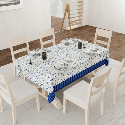 Urban Space Polyester 6 Seater Printed Table Cover(Melody Ivory)