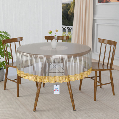 Heart Home Self Design 4 Seater Table Cover(White, PVC)