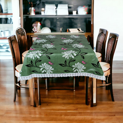 kashtu Printed 6 Seater Table Cover(Green, Polyester)