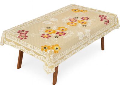 Visutra Cotton 4 Seater Geometric, Floral Table Cover(Creem, Orange, Maroon, White)