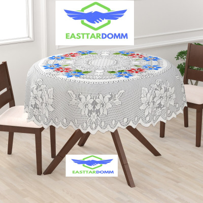 EASTTARDOMM Cotton 2 Seater Floral Table Cover(Light Blue)