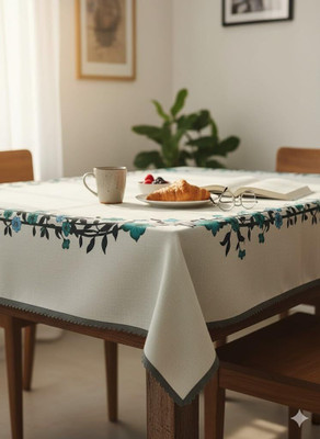 Casanest Linen 8 Seater Floral Table Cover(Beige)