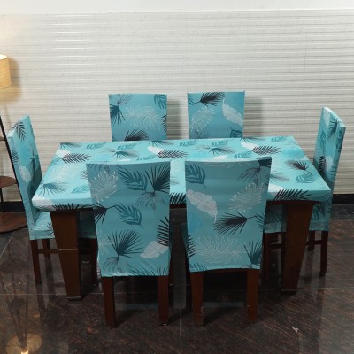 Eleganta Printed 6 Seater Table Cover(Light Green, Polyester, Spandex)