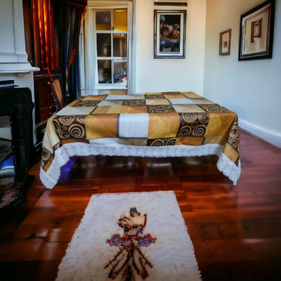 kashtu Printed 6 Seater Table Cover(Gold, Polyester)