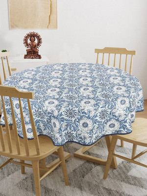 Texstylers Cotton 6 Seater Printed Table Cover(Green & Grey)