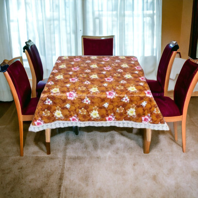 kashtu Embroidered 4 Seater Table Cover(Orange, Polyester)