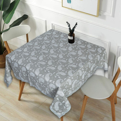 Go Texstylers Cotton 4 Seater Printed Table Cover(Grey)