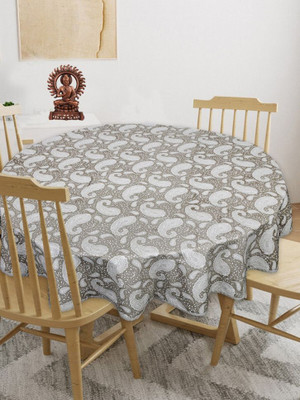 Go Texstylers Cotton 4 Seater Printed Table Cover(Grey)