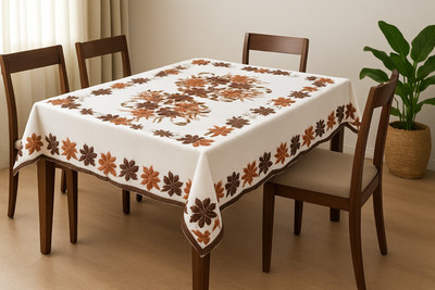 Gupta Home Decor Cotton 4 Seater Printed Table Cover(COFFEE)