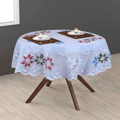 Dakshya Industries Cotton 2 Seater Floral Table Cover(Blue)