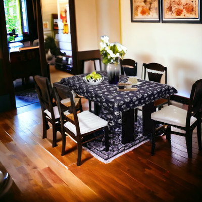 Mopak Decor Printed 2 Seater Table Cover(Black, Polyester)