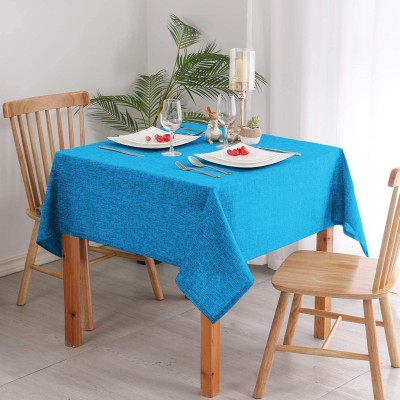 Sunrise Solid 6 Seater Table Cover(Blue, Cotton, Linen)