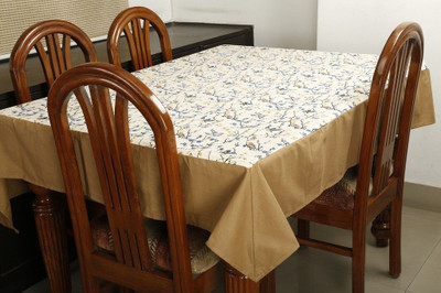 Dekor World Cotton 6 Seater Printed Table Cover(Beige)