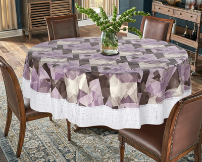 The Furnishing Tree Self Design 8 Seater Table Cover(Voilet, PVC)