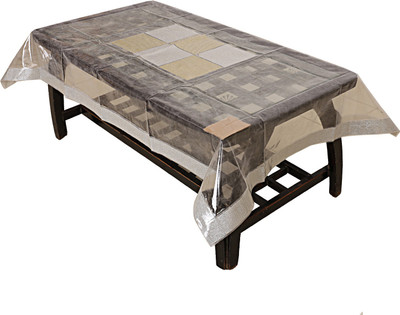 KUBER INDUSTRIES Self Design 4 Seater Table Cover(White, PVC (Polyvinyl Chloride))