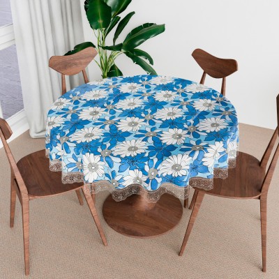 KUBER INDUSTRIES Self Design 4 Seater Table Cover(Blue, PVC)