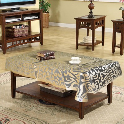 Heart Home Self Design 4 Seater Table Cover(Golden, Cotton)