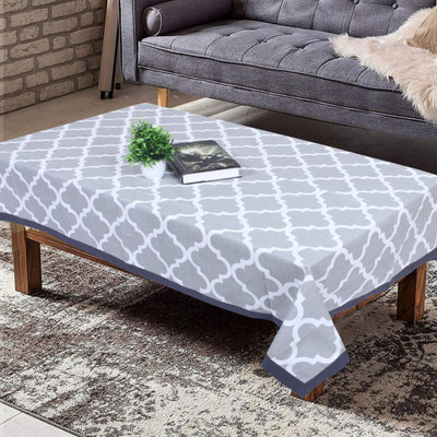 Texstylers Cotton 4 Seater Floral Table Cover(Grey)
