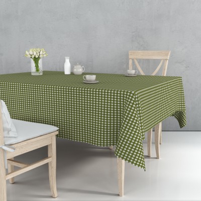 AIRWILL Checkered 4 Seater Table Cover(Green, White, Cotton)