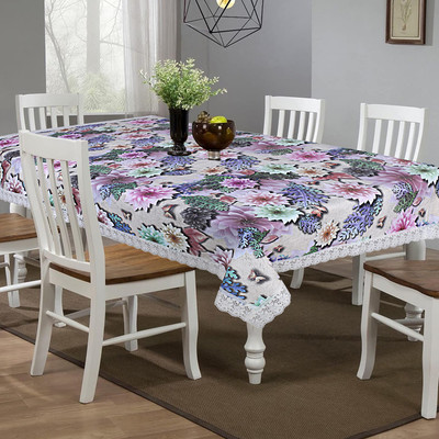 KUBER INDUSTRIES Self Design 6 Seater Table Cover(Brown, PVC)