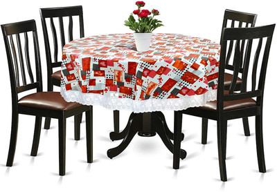 WIN WORLD PVC 8 Seater Printed Table Cover(Red)