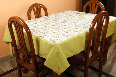 Dekor World Cotton 4 Seater Self Design Table Cover(Green)