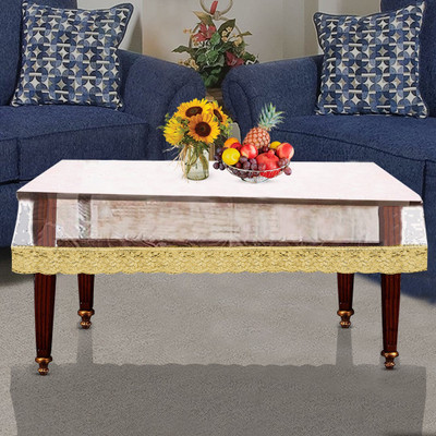 RDRINDUSTRIE Solid 4 Seater Table Cover(Gold, PVC)