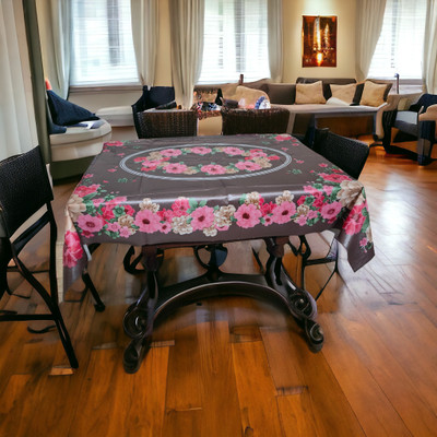 kashtu Printed 4 Seater Table Cover(Brown, Polyester)