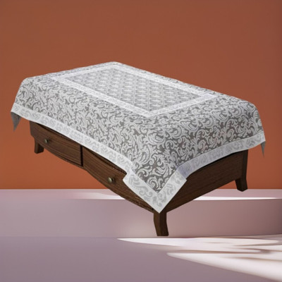 Shri Ganesh Handloom Checkered 4 Seater Table Cover(Silver, Cotton)