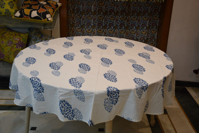 RajoDyana Printed 6 Seater Table Cover(White, Cotton)
