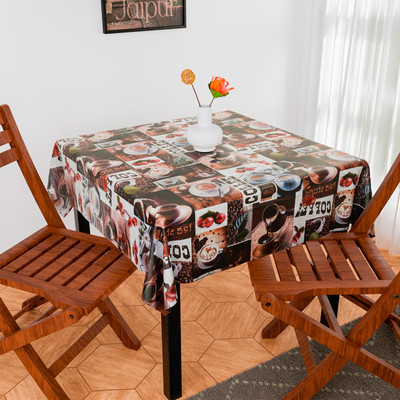 KUBER INDUSTRIES Self Design 4 Seater Table Cover(Brown, PVC)